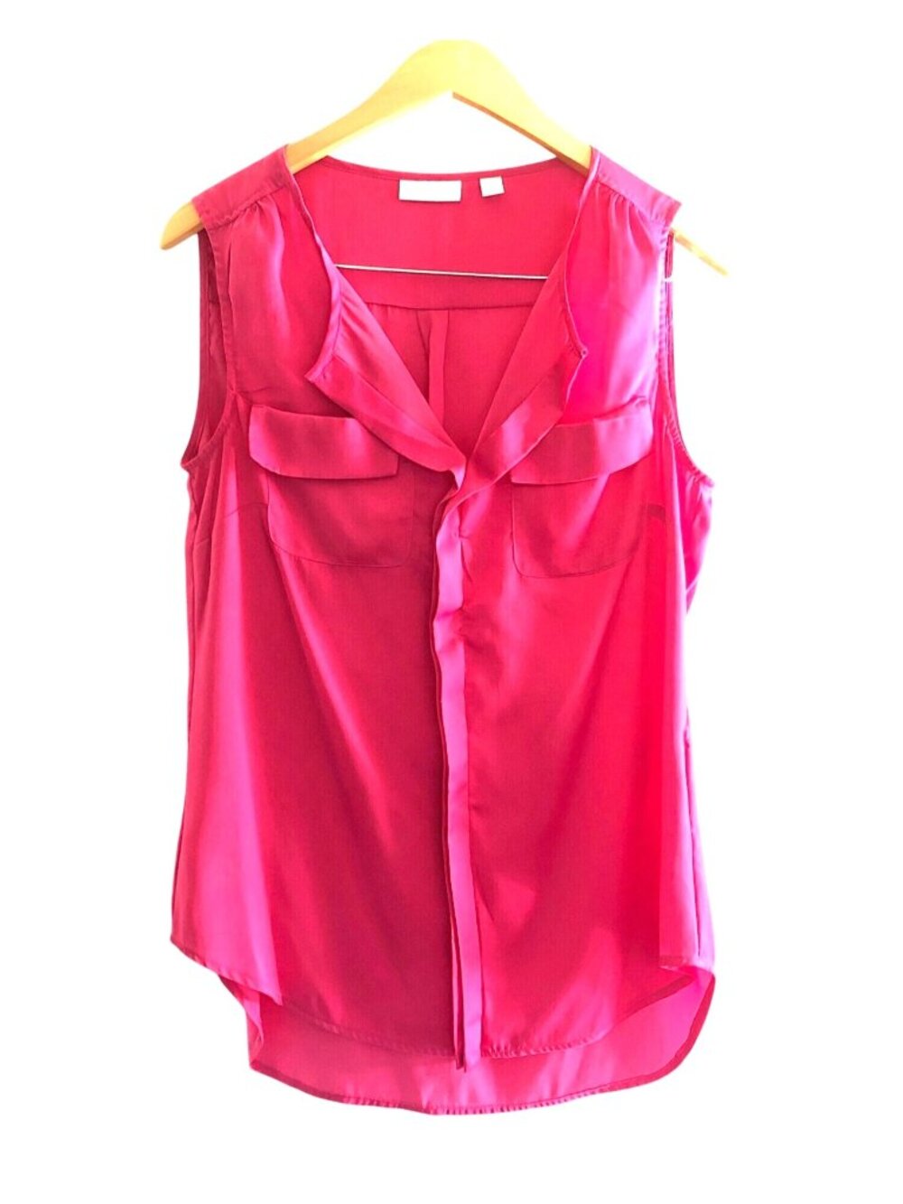 NEW YORK & CO. WOMEN'S MAGENTALIGHT WEIGHT PULLOVER V-NECK TOP SIZE MEDIUM